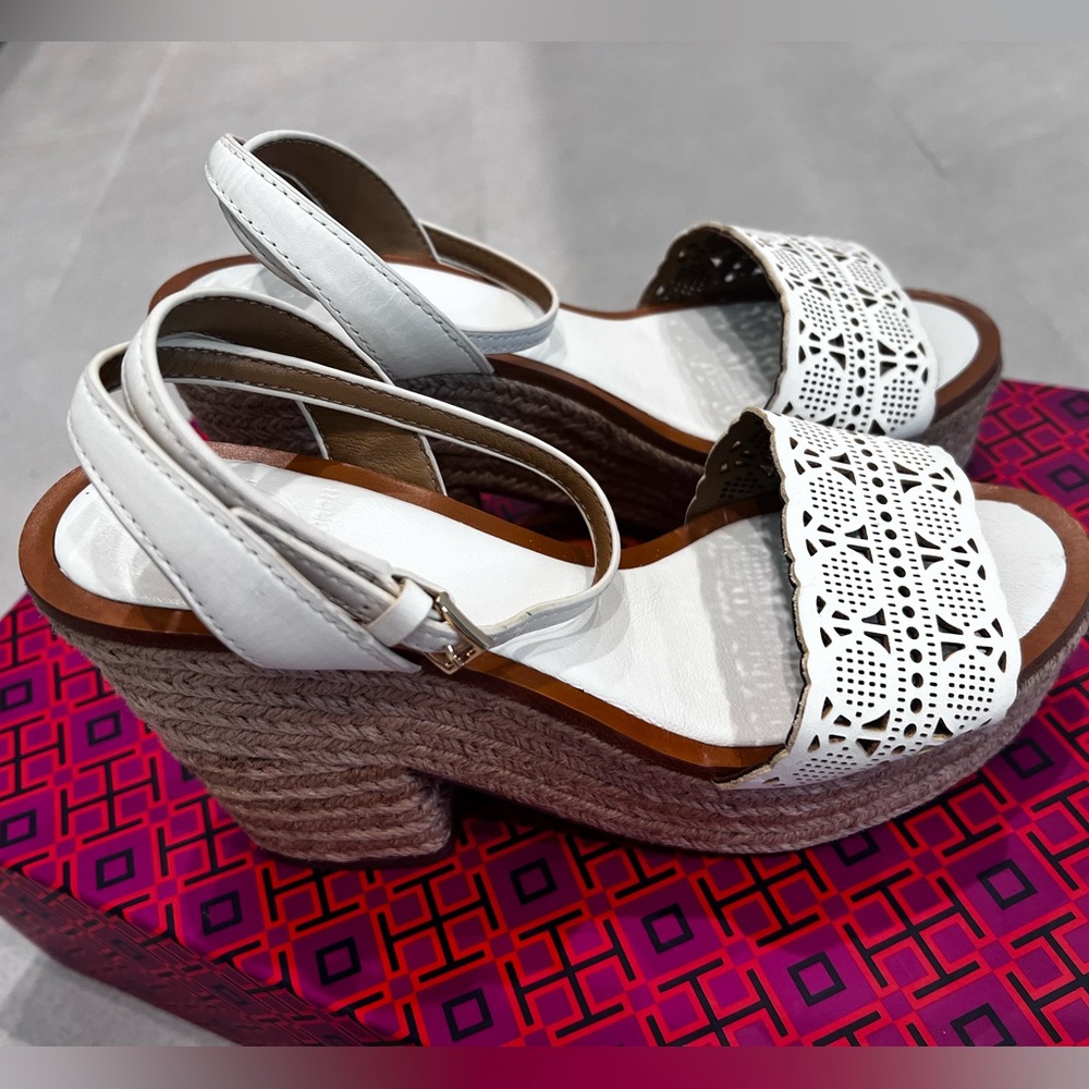 Tory Burch Cream Espadrilles with Intricate Cutouts